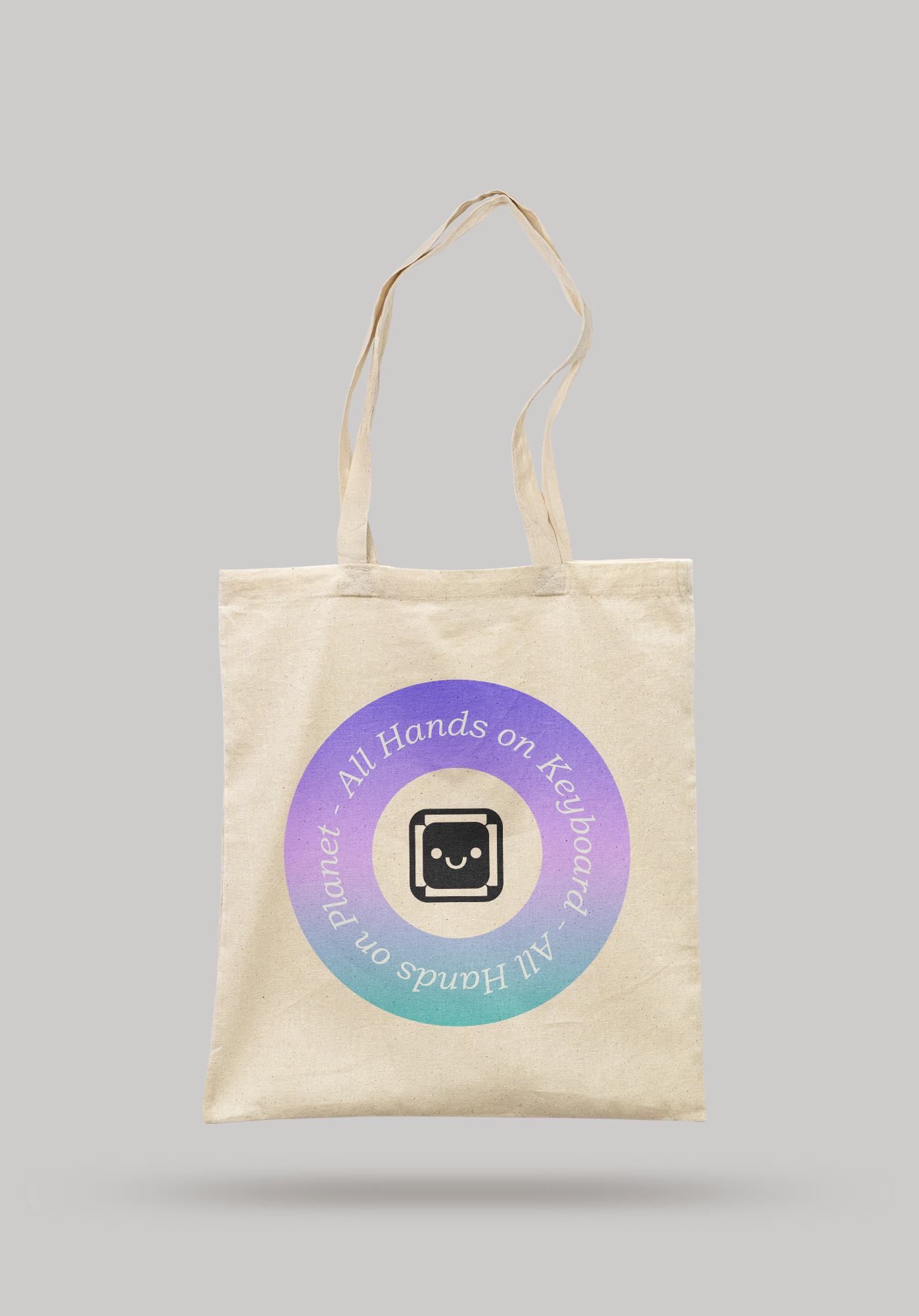 Tote bag - All Hands on Keyboard - All Hands on Planet Gradient Purple Turqoise