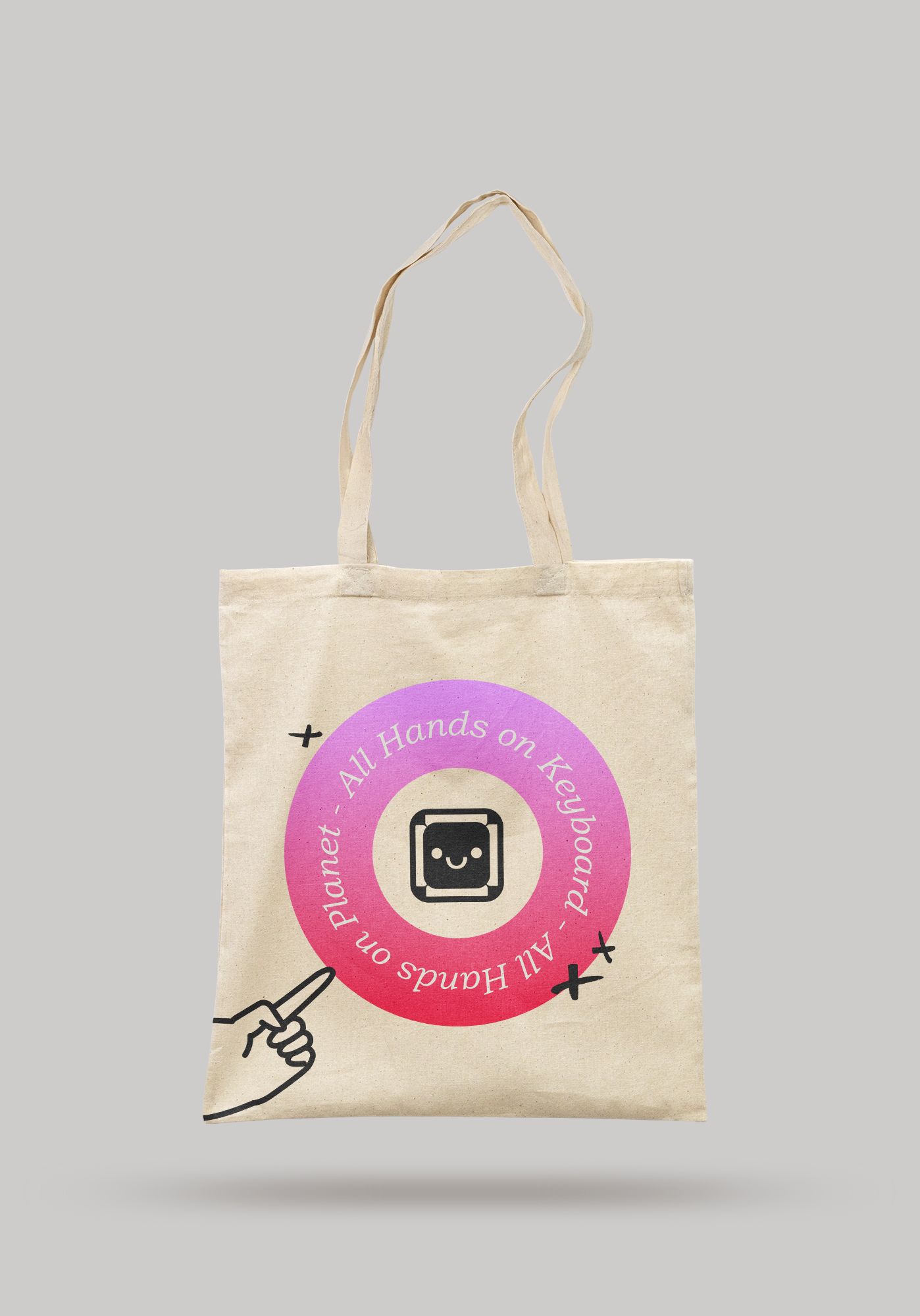 Tote bag - All Hands on Keyboard - All Hands on Planet Gradient Pink Orange